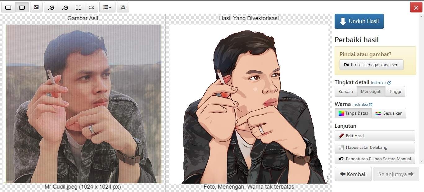 Cara Membuat / Edit / Ubah Foto / Gambar Jadi Vector / Vektor Secara Online dan Gratis / Free di Situs Converter Terbaik Di HP Android, Iphone Laptop dan Komputer (PC)