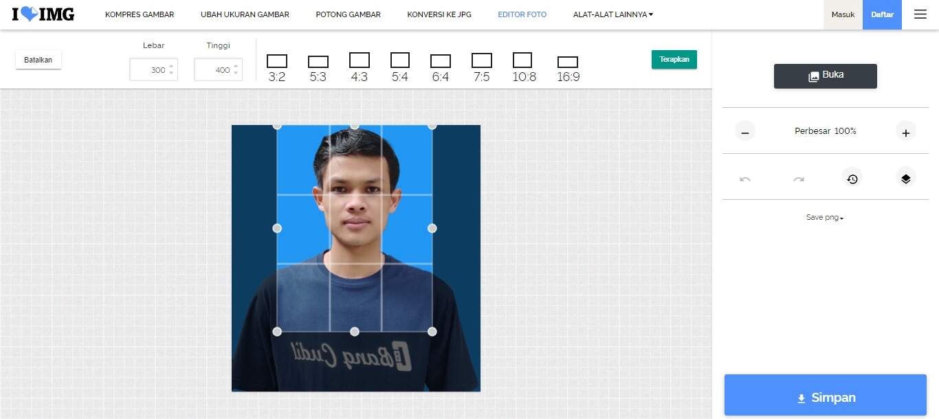 Edit Pas Foto 4x6, 3x4 dan 2x3 Online
